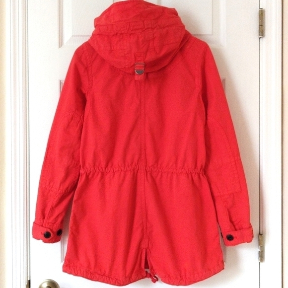 Gap Lightweight Zip & Button Front Hooded Utility Cargo Jacket Hot Coral Pink XS - Picture 13 of 16